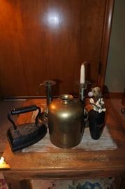 Lot of Brass Candle Holders, Brass Gourd, Seashell ...