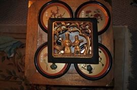 Set of 4 Vintage Oriental Art Imitation Jade Flowe ...