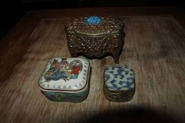 Vintage Jewelry Box and Painted Japanese Pill Cont ...