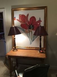 Oversized print - pair of deep red leather lamps