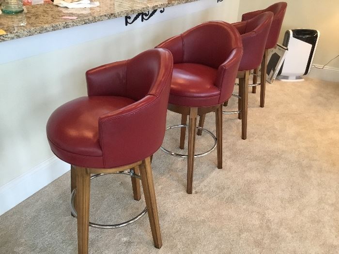 Hickory chair set of 4 red barstools