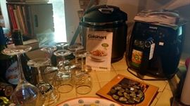 Wine glasses, Cuisinart, Phillips cookware-and lots of cookbooks