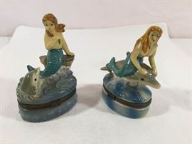 Two Hinged Mermaid & Dolphin Trinket Boxes https://ctbids.com/#!/description/share/90538