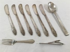 Sterling Silver Butter Knives, Fork, Spoon & Tie Tack (9 Pcs) https://ctbids.com/#!/description/share/90692