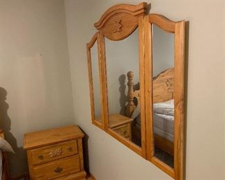 Pine Carved Folding Wall Mirror	
