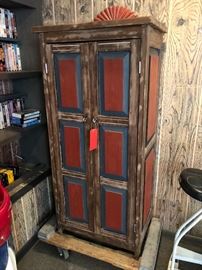 Rustic Painted Cabinet	58x26x17in