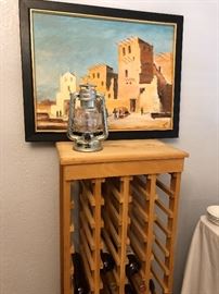 signed original art   -wood wine rack 