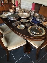 silverplate - on ethan allen dining table -w/ custom pads for protection 