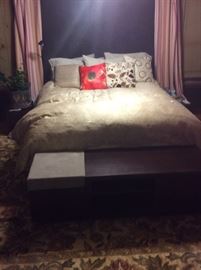 Queen bed with attached side tables, unattached footboard chest (photo 1 of 4) (SleepNumber mattress)