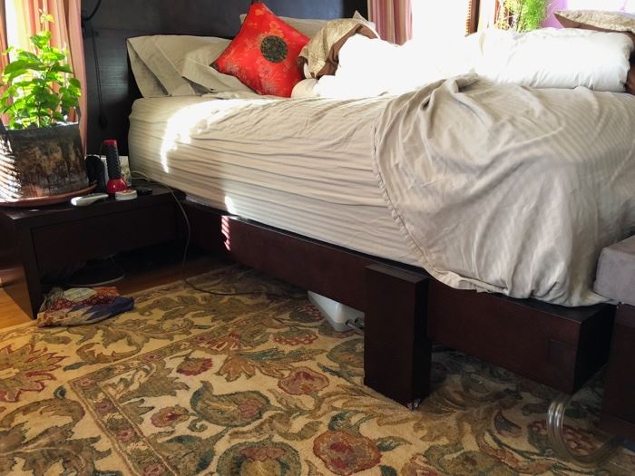 Queen bed frame and attached side table (photo 2 of 4)
