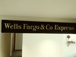 1930's Wells Fargo wood sign - original paint - excellent condition - family owned from Eagle, Alaska 