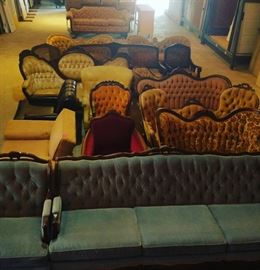 Tons of vintage couches and chairs. 