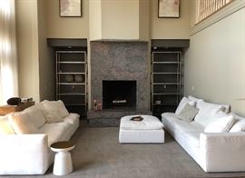 Restoration Hardware White Linen and down sofas - Large custom rug