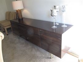 "Pleated" wood and metal buffet - needs a little tlc