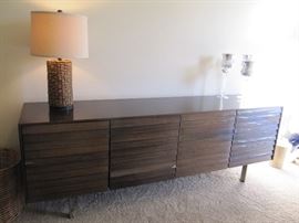 Interesting "pleated" wood and metal buffet - needs a little tlc