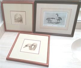 BBA01 Three ArtistSigned Geese and PondThemed Artworks