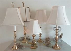 BBR02 Six Brass and Glass Table Lamps