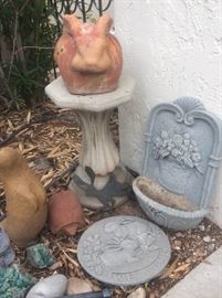 BFY03 Concrete Pedestal, Terracotta Rabbit and Turtle, Clay Otter, and More