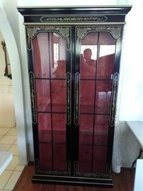 BLR01 Black and Gold Finish Wood Illuminated Display Hutch