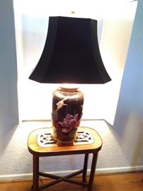 BLR08 AsianStyle Table Lamp and BrassTop Accent Table