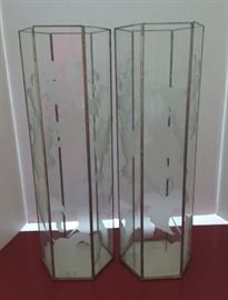 BO01 Pair of EtchedGlass Vases