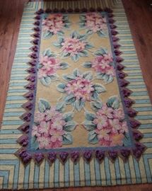 BO08 Multicolored Striped and FloralPatterned Area Rug