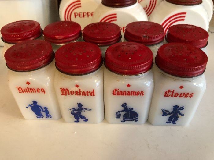 Vintage Milk Glass Dutch Spice Set