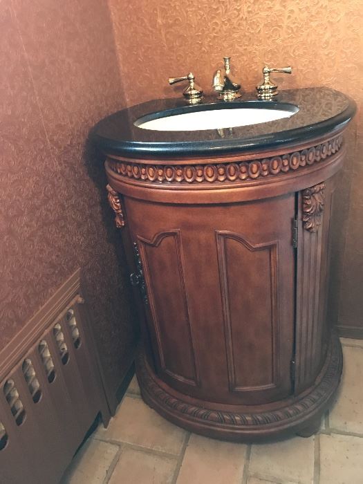  Bathroom vanity with marble top & plumbing fixtures 