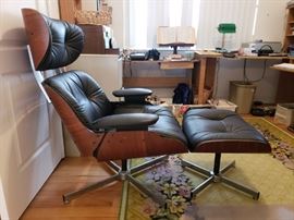 Mid Century Selig Eames Style Chair and foot stool
