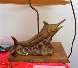 VIntage Blue Marlin lamp