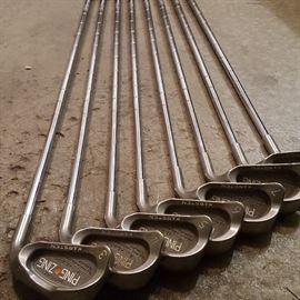 Ping Zing orange dot irons, plus Tommy Armor woods, Odyssey putter and bag