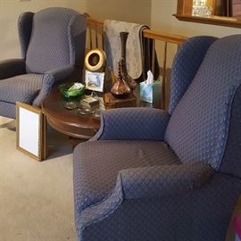 Pair of reclining Wingback chairs