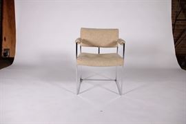 Milo Baughman chair. Solid with original upholstery and Thayer Coggin tag on underside.