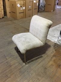 Set of four Lugano chairs. Backs on two chairs need to be reinforced. Brass frames.