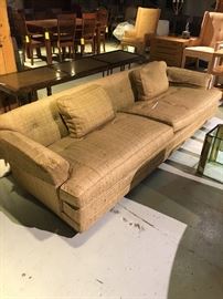 Dunbar four seat sofa -100” wide 26” high x 34” deep. Seat is 16”. Signed Dunbar in decking.