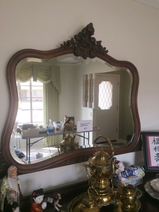 Antique French Oak Mirror
