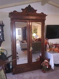 Antique French Mirrored Armoire