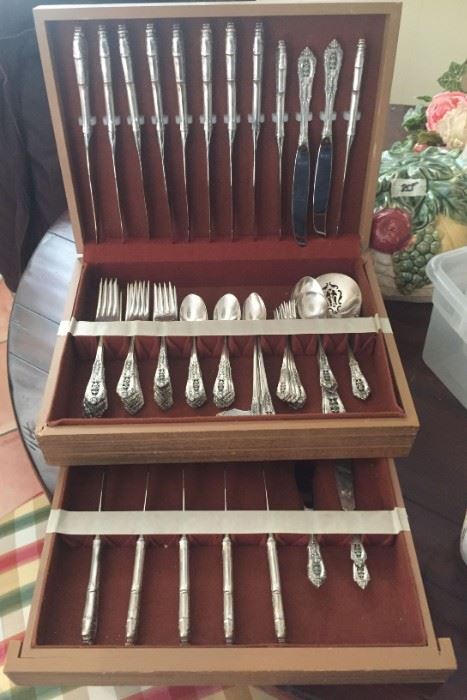 82 piece Wallace Rosepoint Sterling Silver Flatware (Removed from house until sSale)