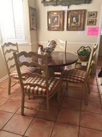 French Style Round Dining Table and 4 Ladderback Chairs