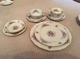 Another partial set of china, pre WWII from Germany.  12 soup cups with saucers, 12 tea cups with saucers, and lots of assorted pieces