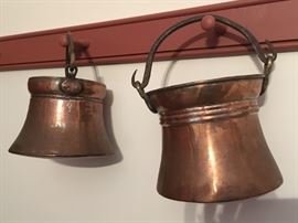 Lots of nice copper buckets and pots