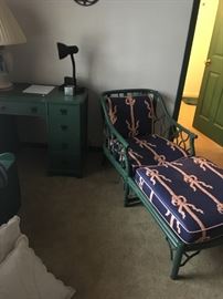 Wicker chez & student desk..In matching green