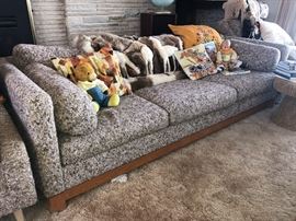 Fun mid century sofa in a neutral color