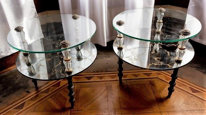 Vintage Goran Belgium Glass End Tables