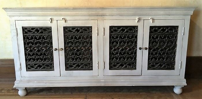 Rustic Sideboard, Cabinet w/ Wrought Iron Doors