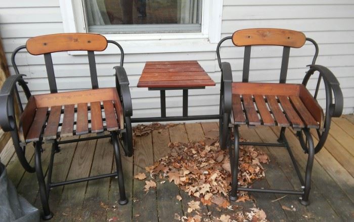 Outdoor Glider Chairs and Table