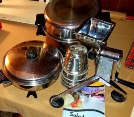 Much kitchenware. Saladmaster