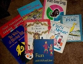 Large selection of books, cook books and paperbacks. "Fun with Dick and Jane". 
