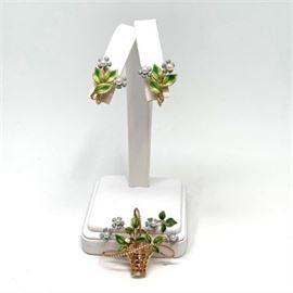 Lot 312
Kremetz Signed Vintage Enamel Brooch Set