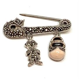 Lot 075
Vintage Judith Jack Sterling Silver Girl Baby Pin Charm Brooch